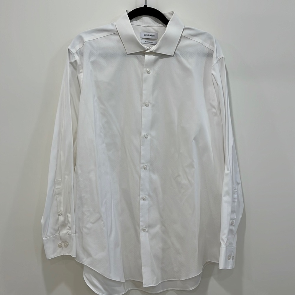 Calvin Klein white button up dress shirt